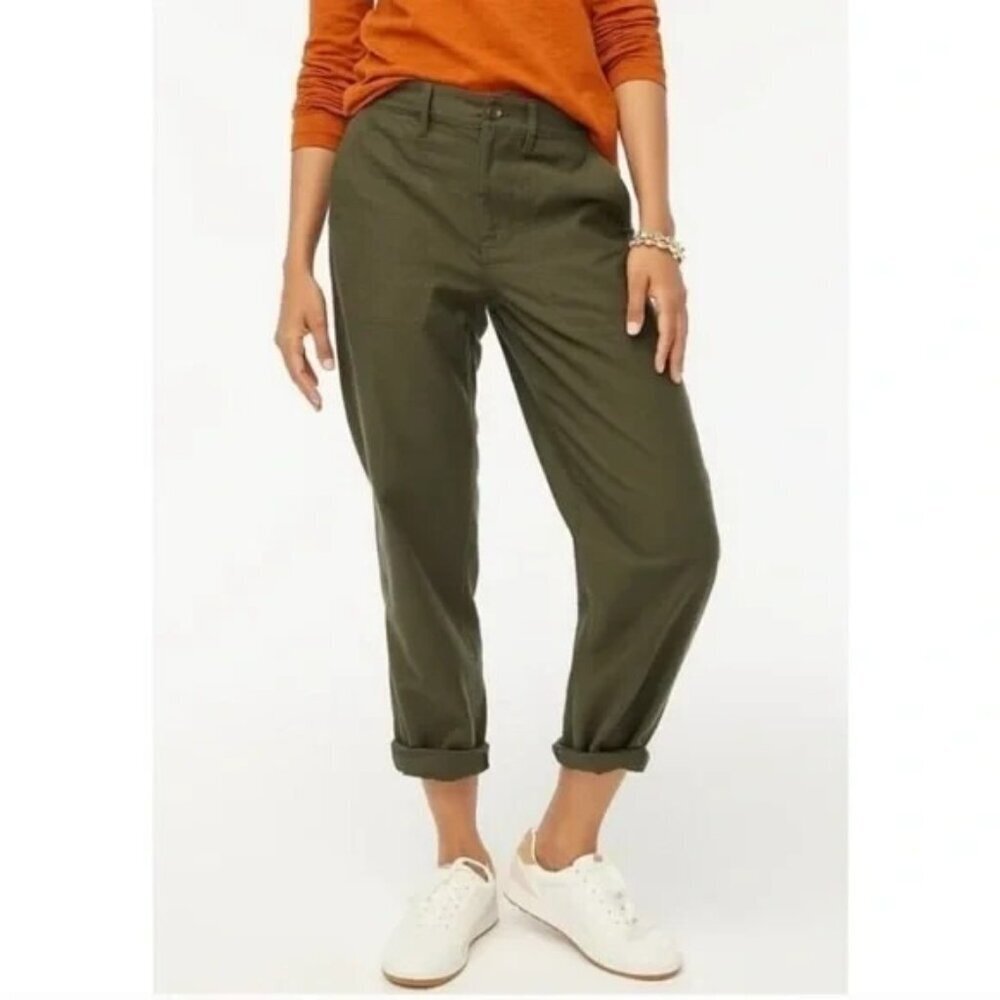 NWT J.CREW Pants Women's Sz 16 Cotton Camp Pant Moss Green BJ493